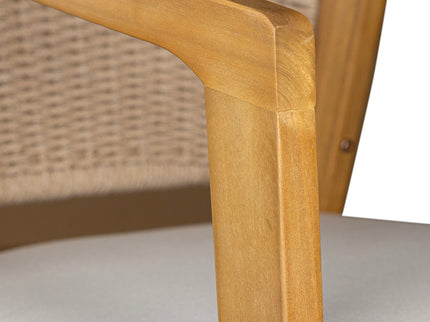 7 Piece Outdoor Dining Set With Rectangular Table And 6 Arm Chairs - Beige / Brown / Brown Mix / Light Teak