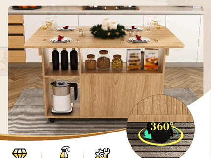 Multi Functional Folding Table With Storage Shelves And Wheels