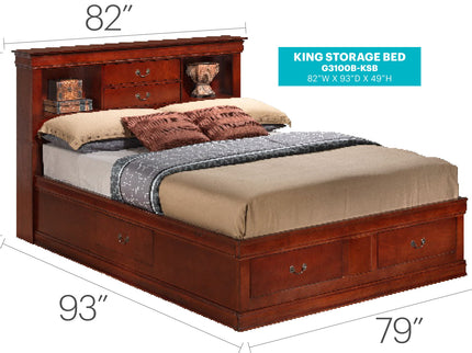 Traditional Style Bookcase Storage Bed