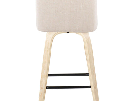Toriano - Contemporary Modern Design Fixed Height Counter Stool With Swivel With Square Footrest (Set of 2)