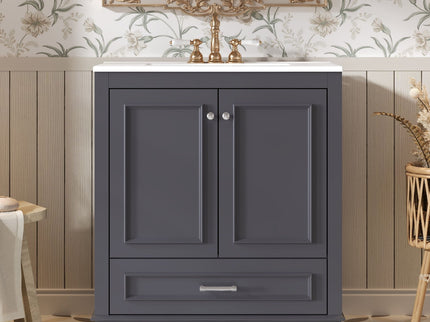 Bathroom Vanity With Sink, Cabinet & 2 Soft Closing Doors & Adjustable Shelf