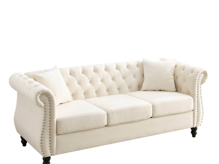 Chesterfield Sofa With Rolled Arms And Nailhead Trim