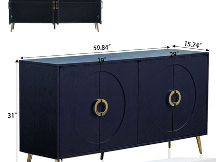 Modern Lacquered 4 Door Wooden Cabinet Sideboard Buffet Server Cabinet Storage Cabinet, For Living Room, Entryway, Hallway, Office, Kitchen And Dining Room