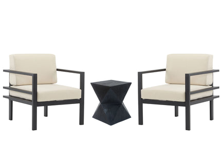 Modern 3 Piece Outdoor Patio Seating Set With Aluminum Frame And Weather Resistant Cushions - Beige / Gray