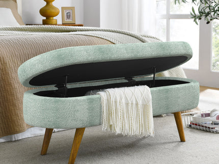 Modern Ottoman Oval Storage Bench With Rubber Wood Legs