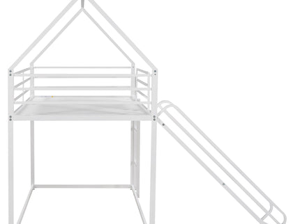 Twin Over Twin House Bunk Bed With Ladder And Slide