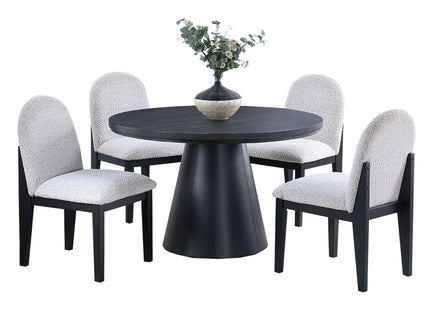 5 Piece Round Dining Set With With Chairs - Black / White