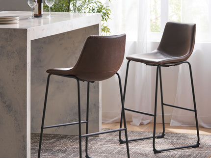 Barstool With Upholstery And Foot Rail - Vintage Brown