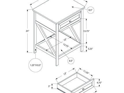Accent End Table, 2 Tier, Storage Drawer, Transitional Style