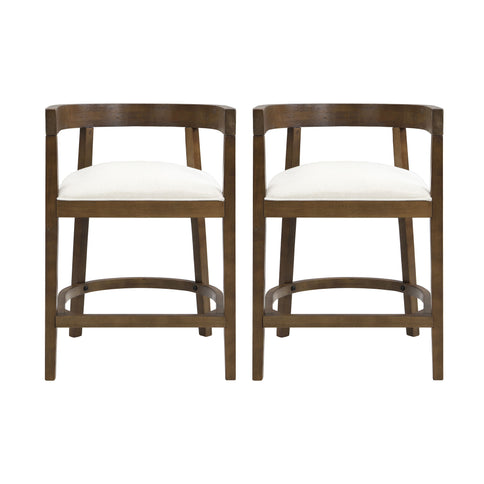 Modern Rubberwood Counter Stool Set With Upholstered Seats