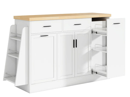 Kitchen Sideboard With Sliding Door Cabinet, 3 Tier Spice Rack