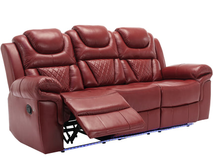 Home Theater Seating Manual Recliner Chair With Center Console And Led Light Strip For Living Room