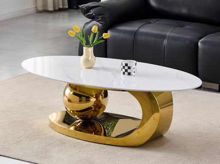 Oval Coffee Table With Geometric Precision