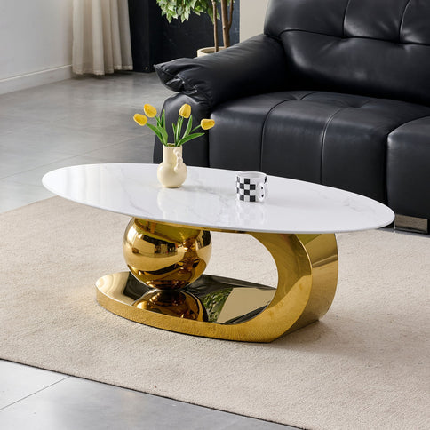 Oval Coffee Table With Geometric Precision
