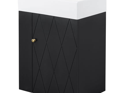 Modern Bathroom Vanity With Sink, Diamond Pattern Doors