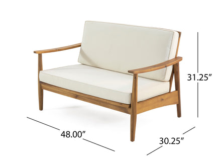 Outdoor Acacia Wood Loveseat Set With Coffee Table