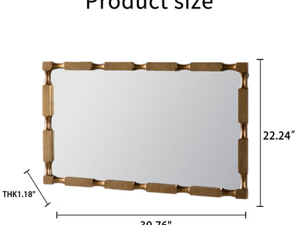 Rectangular Wall Mirror With Frame For Living Room - Gold