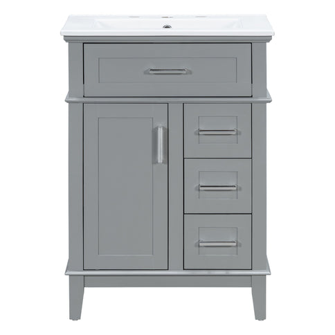 Modern Bathroom Vanity With Sink, Flip Drawer & 3 Drawers, Soft Close Hinges, Adjustable Shelf