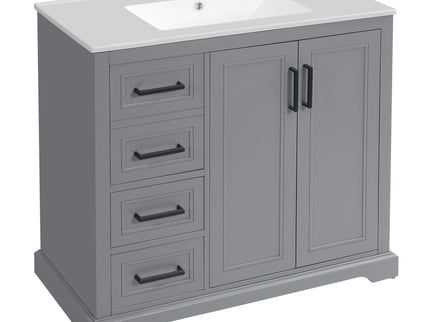 Bathroom Vanity With Sink, Soft Close Doors, Adjustable Shelf & 3 Drawers