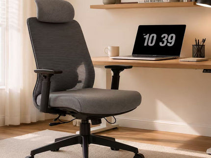 High Back Breathable Ergonomic Office Chair With Adjustable Headrest & 5D Armrest, Height Adjustable Swivel - Antique Gray