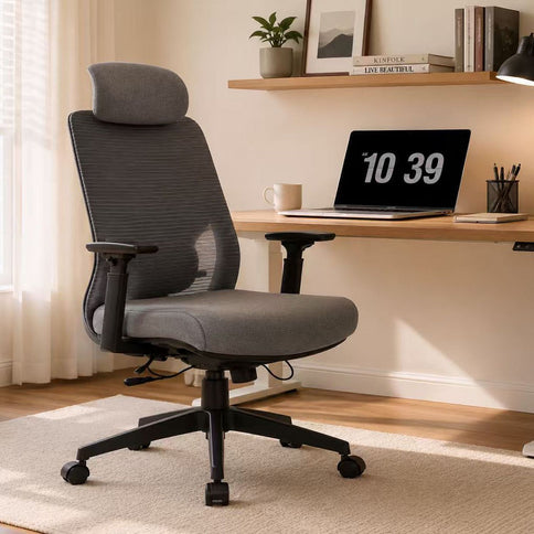 High Back Breathable Ergonomic Office Chair With Adjustable Headrest & 5D Armrest, Height Adjustable Swivel - Antique Gray