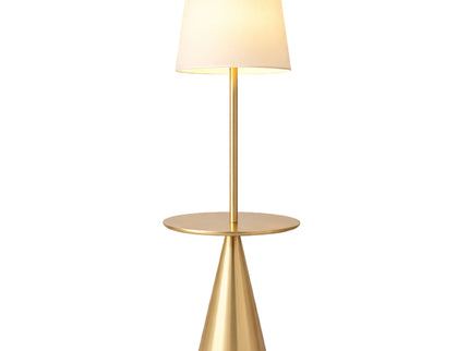 Celestial - Modern Floor Lamp With Accent Table With Large Shade - Gold / White