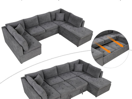 Oversized Sectional Sofa U-Shaped Sofa Couch Pull-Out Sofa Bed With Two Throw Pillows For Living Room
