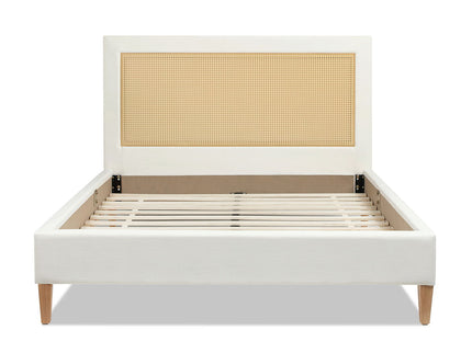 Haley - Upholstered Cane Back Platform Bed