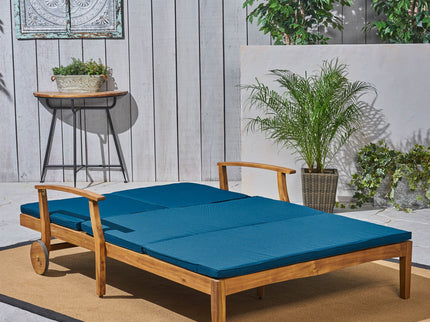 Etherealize - Outdoor Adjustable Double Chaise Lounge With Water Resistant Cushions