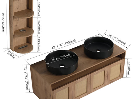 Bathroom Vanity & Art Sink And Storage Rack, Float Mounting Design