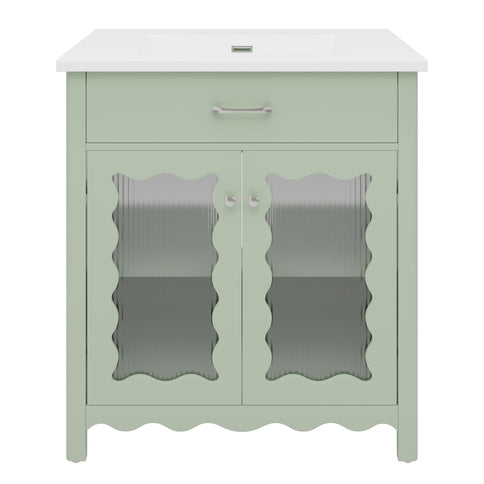 Modern Bathroom Vanity With Tempered Glass Doors