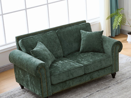 2 Seater Sofa With Rolled Arms, Tufted Upholstered Couch