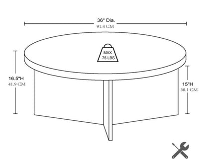 Round Coffee Table With Solid Veneer Top