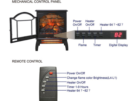 3D Flame Electric Infrared Quartz Fireplace Stove With Remote Control