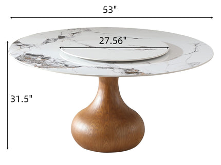 Round Dining Table 53" With Lazy Susan - Walnut / White