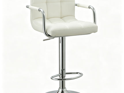Adjustable Swivel Arm Bar Stool With Cushion - White