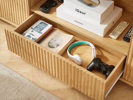 Modern Wavy TV Stand Rounded Sideboard With Storage Cabinet