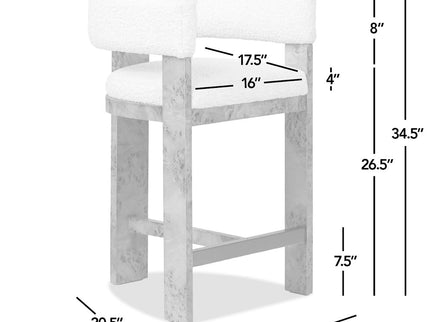 Vavona - Burl Upholstered Barrel Back Counter Height Bar Stool - Polar Off White