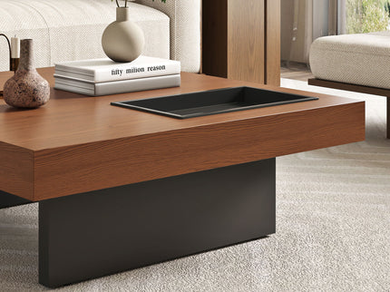 Square Floating Coffee Table For Living Room - Dark Walnut