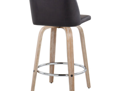 Toriano - Modern Design Fixed Height Counter Stool With Swivel With Round Footrest (Set of 2)