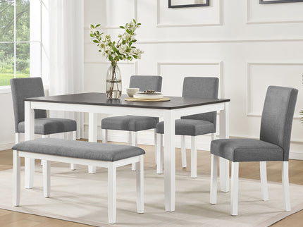 6 Piece Dining Table Set With Bench And Chairs