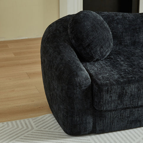 Curved Convertible Sofa, 2 In 1 Frameless Folding Sofa Bed With Pull Out Base And Deep Seat