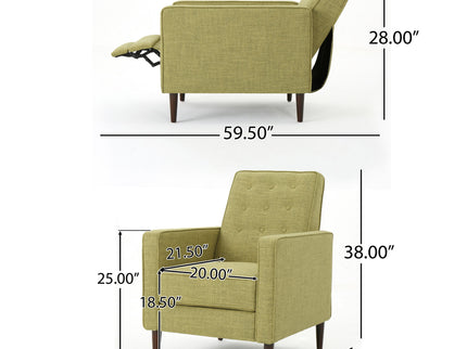 Mid-Century Modern Recliner With Button Tufted Waffle Stitch