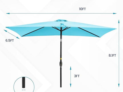 Rectangular Patio Umbrella With Crank Tilt, Polyester UV-Resistant Canopy