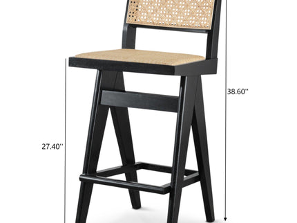 Keira - Bar Stool (Set of 2) - Black / Rattan