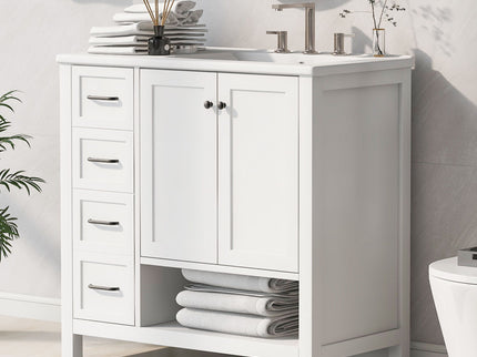 Modern Bathroom Vanity With Sink Top, 2 Doors And 2 Drawers