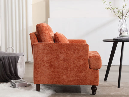 Modern Mid Century Wood Frame Armchair With Tufted Design