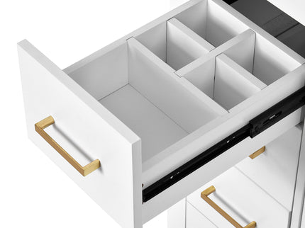 Ceramic Sink Combo, Freestanding Vanity Set With 3 Drawers & Soft Closing Doors