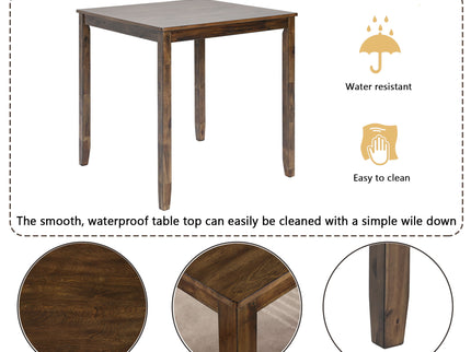 5 Piece Dining Table Set, Wooden Dining Square Table Set For 4
