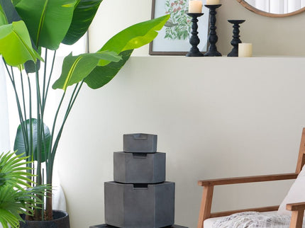 Cement 4 Tier Block Water Fountain Outdoor - Gray